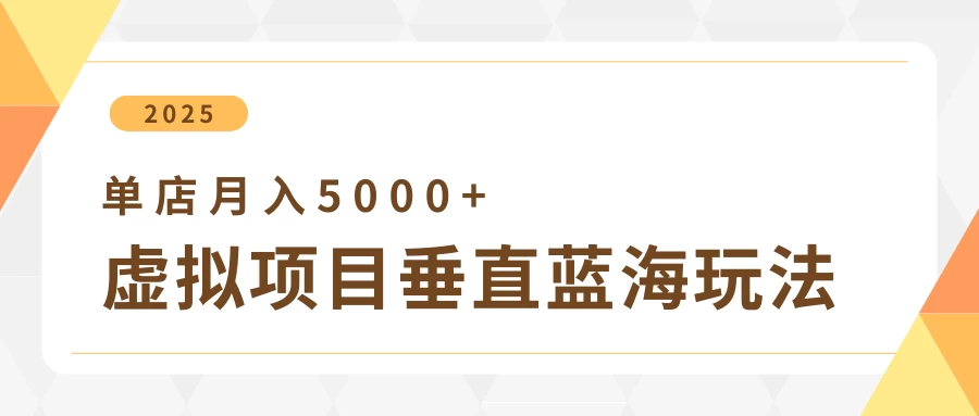 4月虚拟项目垂直玩法，冷门爆品+垂直蓝海，单店月入5000+-玻哥网络技术工作室