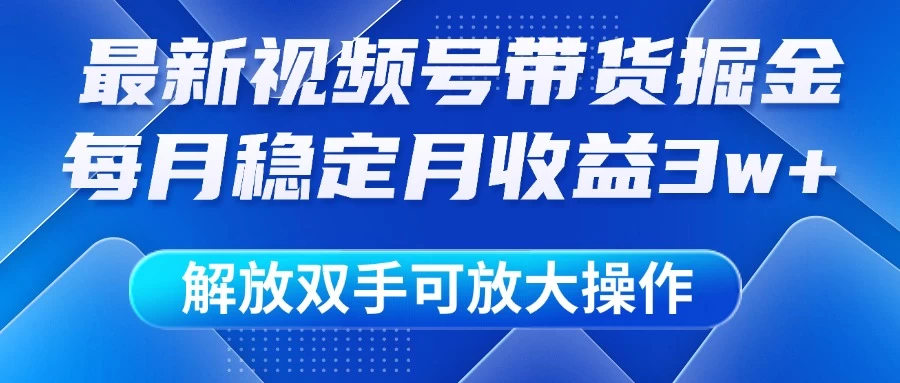 最新视频号带货掘金项目，每月稳定月收益3w+，解放双手，可放大操作-玻哥网络技术工作室