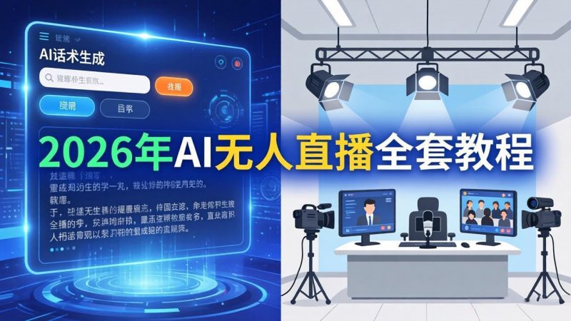 2026年AI无人直播全套教程：OBS安装+软件配置+直播间搭建+话术生成+一键开播实操-玻哥网络技术工作室