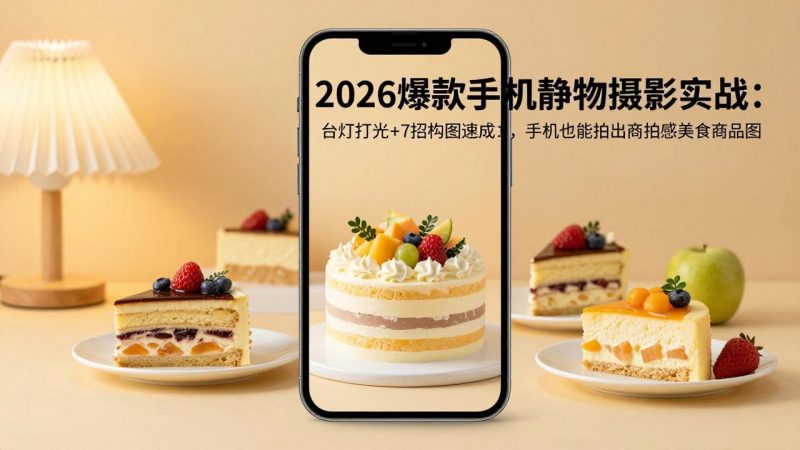 2026爆款手机静物摄影实战：台灯打光+7招构图速成，手机也能拍出商拍感美食商品图-玻哥网络技术工作室