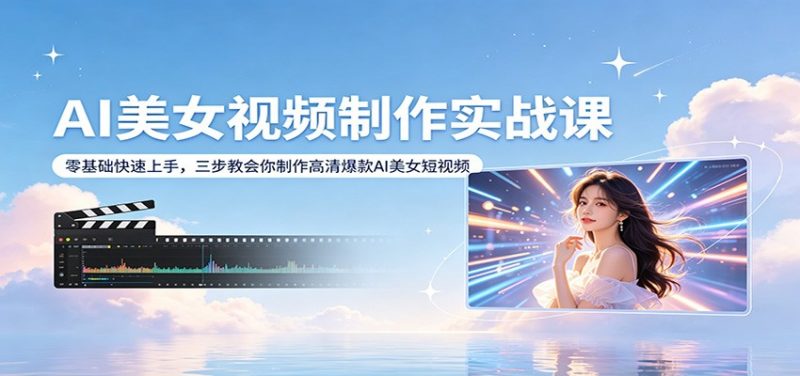 AI美女视频制作实战课：零基础快速上手，三步教会你制作高清爆款AI美女短视频-玻哥网络技术工作室