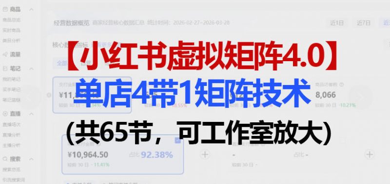 小红书虚拟矩阵4.0技术:单店4带1矩阵(共65节,可工作室放大)-玻哥网络技术工作室
