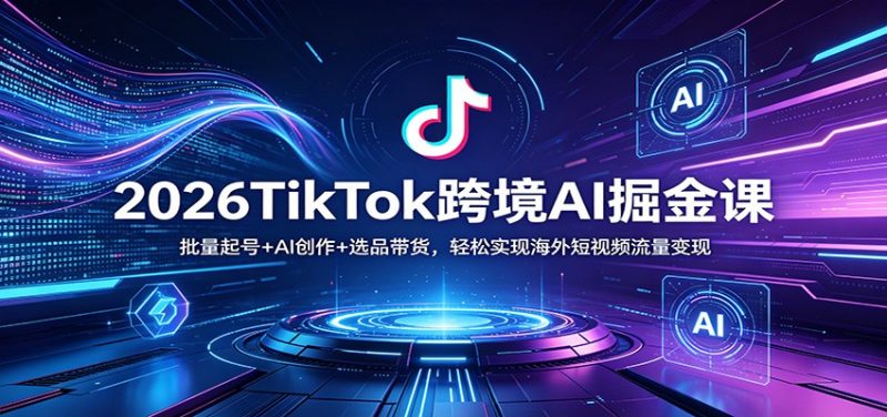 2026TikTok跨境AI掘金课:批量起号+AI创作+选品带货,轻松实现海外短视频流量变现-玻哥网络技术工作室