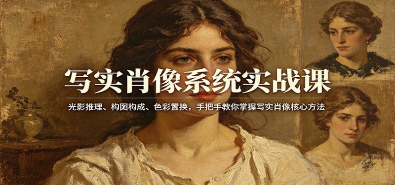 写实肖像系统实战课:光影推理、构图构成、色彩置换,手把手教你掌握写实肖像核心方法-玻哥网络技术工作室