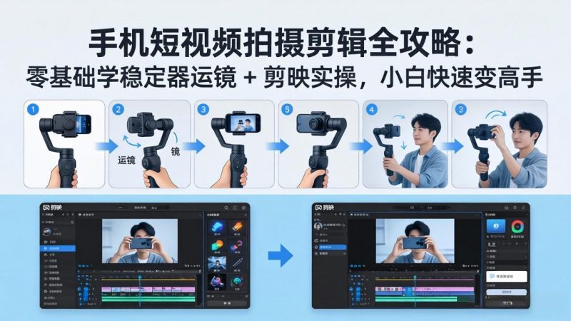 手机短视频拍摄剪辑全攻略：零基础学稳定器运镜 + 剪映实操，小白快速变高手-玻哥网络技术工作室