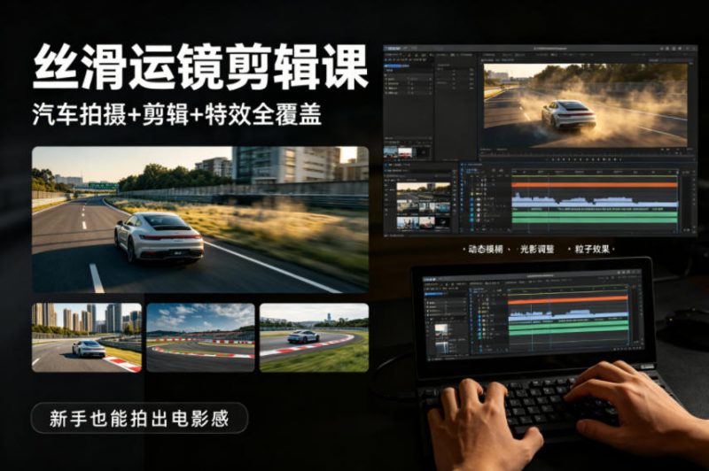 大叔丝滑运镜剪辑课，汽车拍摄+剪辑+特效全覆盖，新手也能拍出电影感-玻哥网络技术工作室