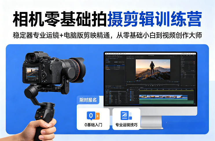 相机零基础拍摄剪辑训练营：稳定器专业运镜+电脑版剪映精通，从零基础小白到视频创作大师-玻哥网络技术工作室
