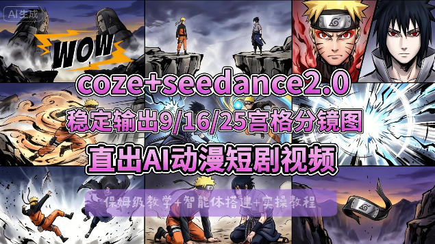 [COZE搭建教学]COZE+即梦Seedance 2.0稳定输出9-16-25宫格分镜图直出AI漫剧视频-玻哥网络技术工作室