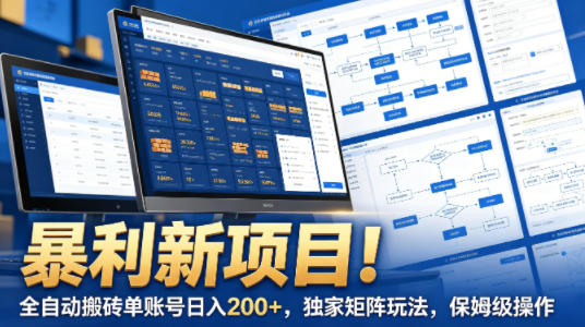 暴利新项目！全自动搬砖单账号日入200+，独家矩阵玩法，保姆级操作【揭秘】-玻哥网络技术工作室