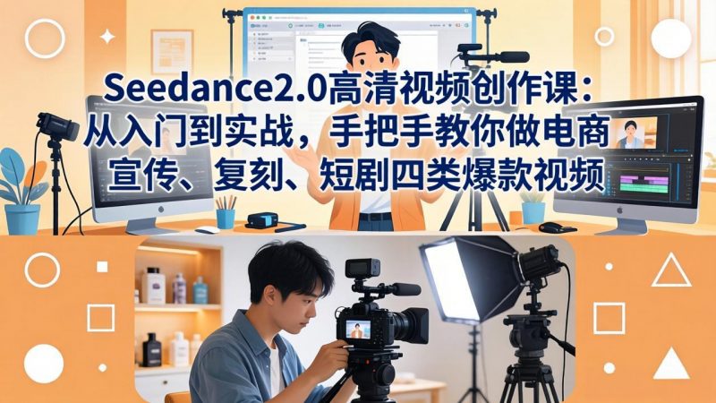 Seedance2.0高清视频创作课：从入门到实战，手把手教你做电商、宣传、复刻、短剧四类爆款视频-玻哥网络技术工作室