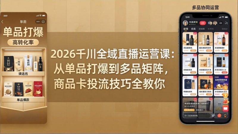 2026千川全域直播运营课：从单品打爆到多品矩阵，商品卡投流技巧全教你-玻哥网络技术工作室