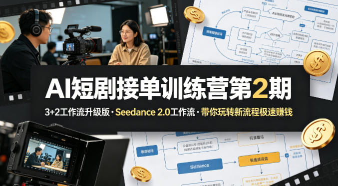 AI短剧接单训练营第2期，3+2工作流升级版，Seedance 2.0工作流，带你玩转新流程极速賺钱-玻哥网络技术工作室