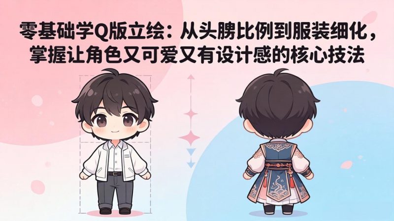 零基础学Q版立绘：从头身比例到服装细化，掌握让角色又可爱又有设计感的核心技法-玻哥网络技术工作室