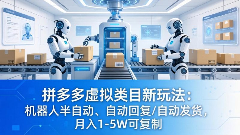 拼多多虚拟类目新玩法:机器人半自动、自动回复 /自动发货,月入 1-5W 可复制-玻哥网络技术工作室