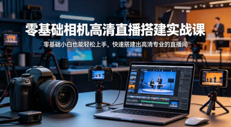 零基础相机高清直播间搭建实战课，小白也能轻松上手，快速搭建出高清专业的直播间-玻哥网络技术工作室