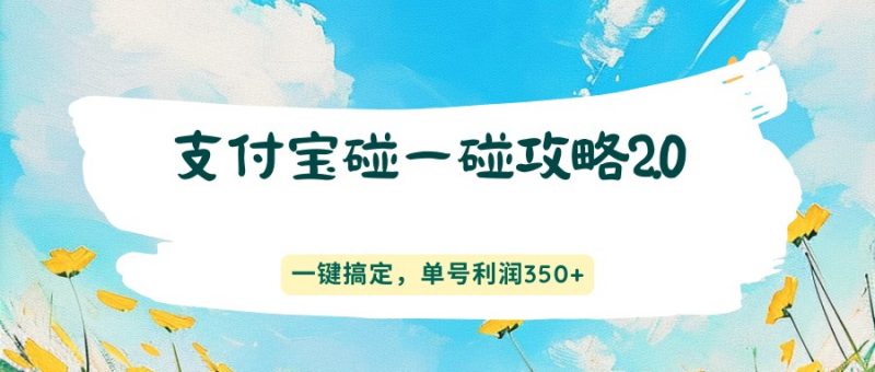 支付宝碰一碰攻略2.0，一键搞定，单号利润350+-玻哥网络技术工作室