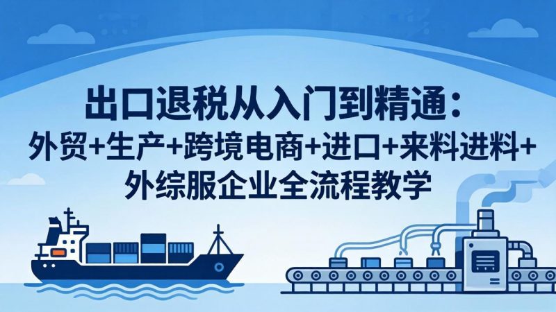 出口退税从入门到精通：外贸+生产+跨境电商+进口+来料进料+外综服企业全流程教学-玻哥网络技术工作室