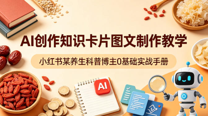 AI创作知识卡片图文制作教学，小红书某养生科普博主0基础实战手册-玻哥网络技术工作室