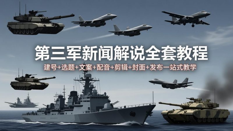 第三军迷新闻解说全套教程：建号+选题+文案+配音+剪辑+封面+发布一站式教学-玻哥网络技术工作室