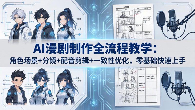 AI漫剧制作全流程教学：角色场景+分镜+配音剪辑+一致性优化，零基础快速上手-玻哥网络技术工作室