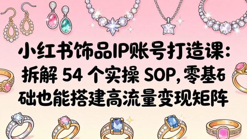 小红书饰品IP账号打造课：拆解 54 个实操 SOP，零基础也能搭建高流量变现矩阵-玻哥网络技术工作室