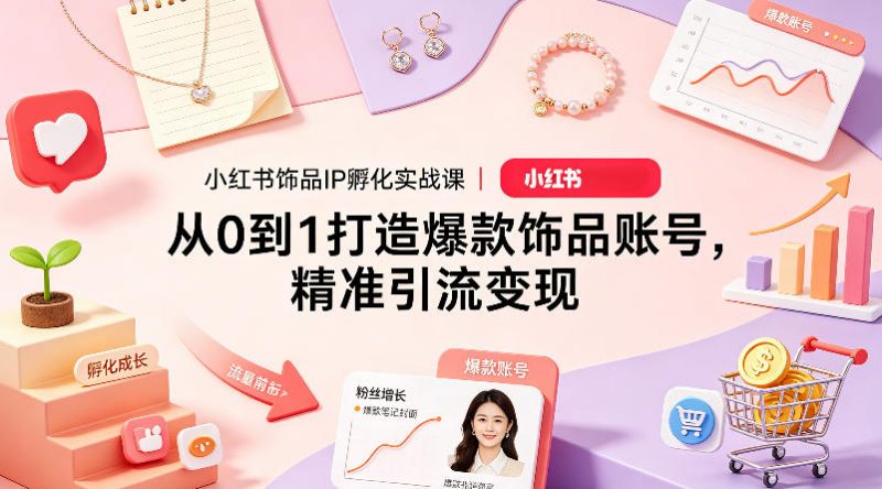 小红书饰品IP孵化实战课｜从0到1打造爆款饰品账号，精准引流变现-玻哥网络技术工作室