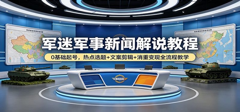 军迷军事新闻解说教程：0基础起号，热点选题+文案剪辑+消重变现全流程教学-玻哥网络技术工作室