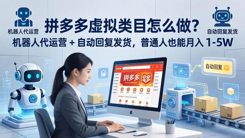 拼多多虚拟类目怎么做？机器人代运营 + 自动回复发货，普通人也能月入 1-5W-玻哥网络技术工作室