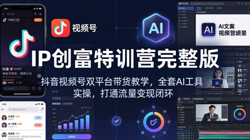 IP创富特训营完整版：抖音视频号双平台带货教学，全套AI工具实操，打通流量变现闭环-玻哥网络技术工作室