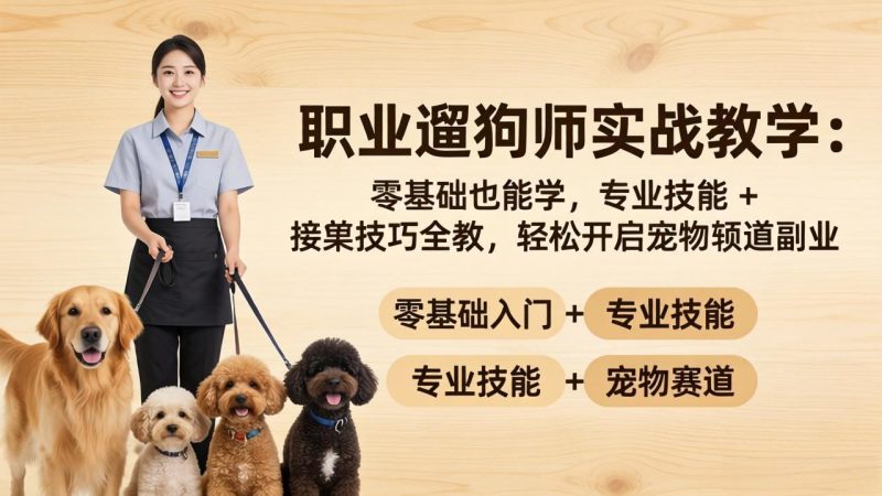 职业遛狗师实战教学：零基础也能学，专业技能 + 接单技巧全教，轻松开启宠物赛道副业-玻哥网络技术工作室