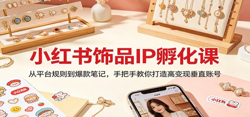 小红书饰品IP孵化课：从平台规则到爆款笔记，手把手教你打造高变现垂直账号-玻哥网络技术工作室