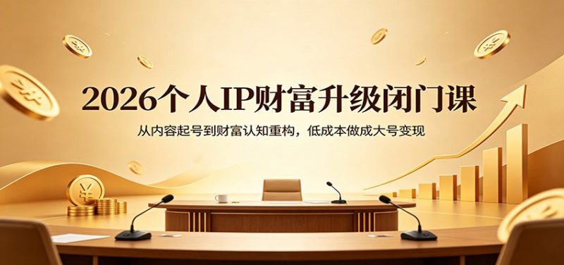 2026个人IP财富升级闭门课：从内容起号到财富认知重构，低成本做成大号变现-玻哥网络技术工作室