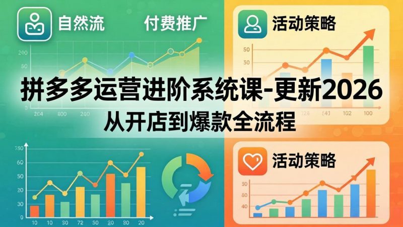 拼多多运营进阶系统课-更新2026：从开店到爆款全流程，自然流+付费推广+活动策略-玻哥网络技术工作室