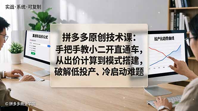 拼多多原创技术课：手把手教小二开直通车，从出价计算到模式搭建，破解低投产、冷启动难题-玻哥网络技术工作室