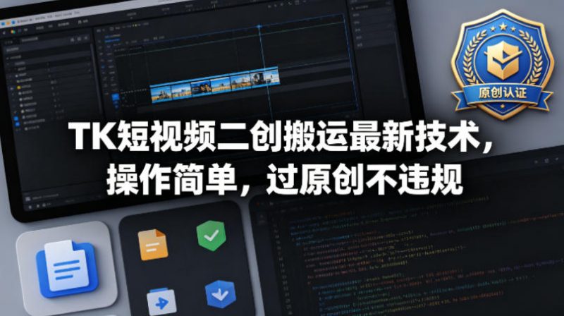 TK短视频二创搬运最新技术，操作简单，过原创不违规-玻哥网络技术工作室