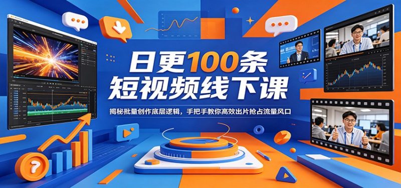 日更100条短视频线下课：揭秘批量创作底层逻辑，手把手教你高效出片抢占流量风口-玻哥网络技术工作室