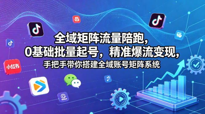 全域矩阵流量陪跑，0基础批量起号，精准爆流变现，手把手带你搭建全域账号矩阵系统-玻哥网络技术工作室