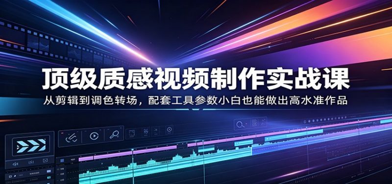 顶级质感视频制作实战课：从剪辑到调色转场，配套工具参数小白也能做出高水准作品-玻哥网络技术工作室