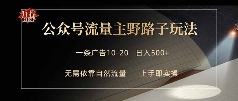 公众号流量主野路子玩法 单条广告10-20元 日入500+-玻哥网络技术工作室