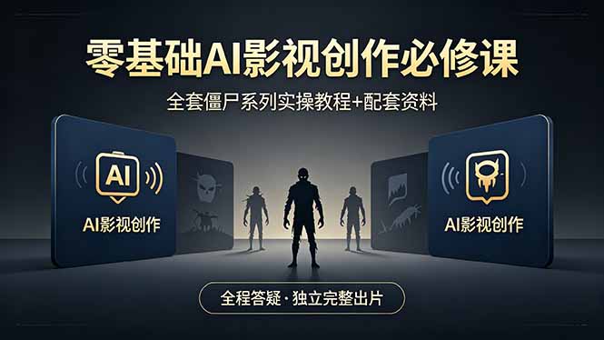 零基础AI影视创作必修课，全套僵尸系列实操教程加配套资料，全程答疑带你独立完整出片-玻哥网络技术工作室