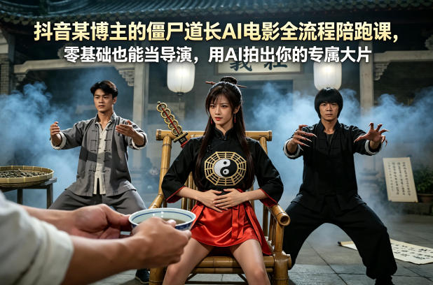 抖音某博主的僵尸道长AI电影全流程陪跑课，零基础也能当导演，用AI拍出你的专属大片-玻哥网络技术工作室