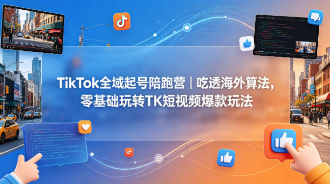 TikTok全域起号陪跑营｜吃透海外算法，零基础玩转TK短视频爆款玩法-玻哥网络技术工作室