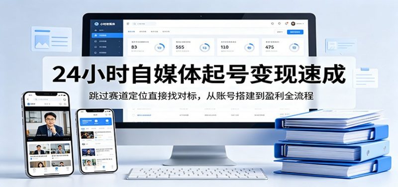 24小时自媒体起号变现速成，跳过赛道定位直接找对标，从账号搭建到盈利全流程-玻哥网络技术工作室