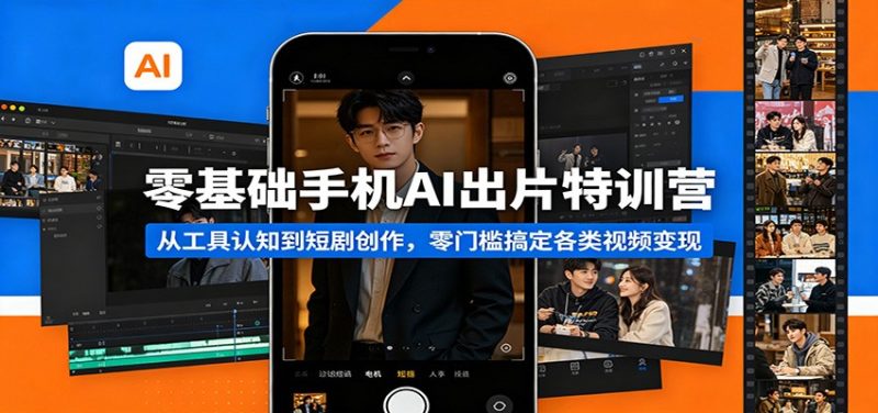 零基础手机AI出片特训营：从工具认知到短剧创作，零门槛搞定各类视频变现-玻哥网络技术工作室