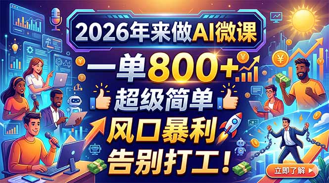 2026年来做AI微课，一单800+，超级简单，风口暴利，告别打工！-玻哥网络技术工作室