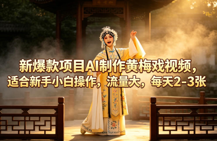 新爆款项目AI制作黄梅戏视频，适合新手小白操作，流量大，每天2-3张-玻哥网络技术工作室
