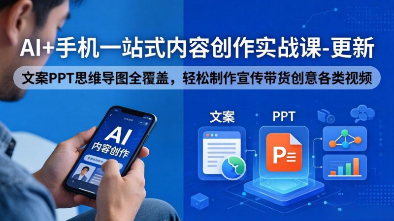 AI+手机一站式内容创作实战课-更新，文案PPT思维导图全覆盖，轻松制作宣传带货创意各类视频-玻哥网络技术工作室