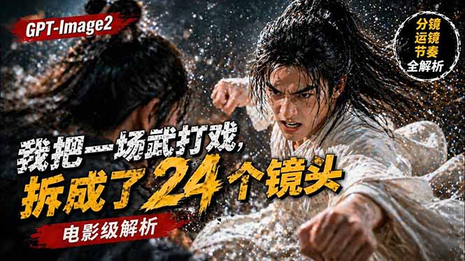 用GPT-Image2，把一段武打对决拆成24个连续镜头，从人物建立、动作衔接、运镜节奏，到情绪爆发-玻哥网络技术工作室