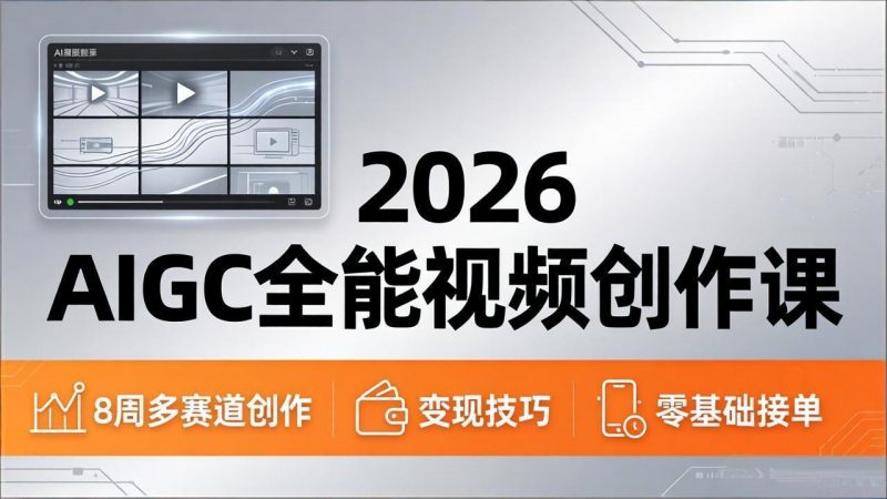 2026AIGC全能视频创作课，8周吃透多赛道创作+变现，零基础也能高效出片接单-玻哥网络技术工作室