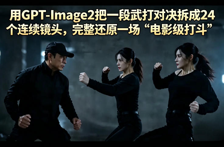 用GPT-Image2把一段武打对决拆成24个连续镜头，完整还原一场“电影级打斗”-玻哥网络技术工作室